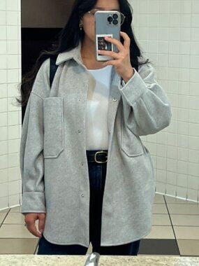 Oversized Grey Fall Shacket